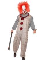 Vintage Clown Costume, Grey & Red Pennywise 