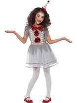 Vintage Clown Girl Costume, Grey & Red Childrens