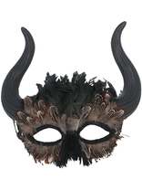 Feathered Venetian Horned Mask