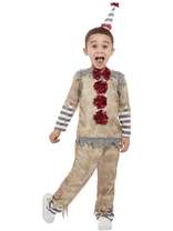 Toddler Vintage Clown Boy Costume, Grey & Red Childrens