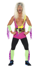 Retro Wrestler Costume, Multi-coloured, 