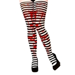 Black & White Striped With Blood Tights