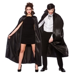 Black Deluxe Satin Cape With Collar