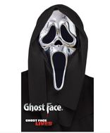 Ghost Face Silver Chrome Mask With Shroud